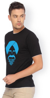 

Campus Sutra Printed Men Round Neck Black T-Shirt