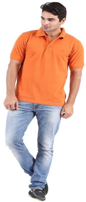 

Rockhard Solid Men's Polo Neck Orange T-Shirt