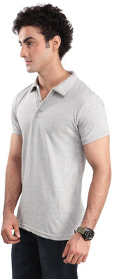 

Inkovy Solid Men's Polo Neck Grey T-Shirt