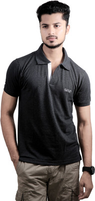 

Spur Solid Men's Polo Neck Grey T-Shirt, Anthra melange