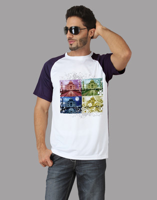 

Trionic Printed Men's Round Neck Purple T-Shirt, Deep purple
