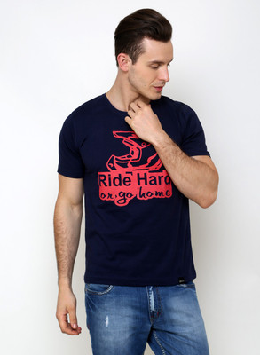

Rigo Printed Men's Round Neck Blue T-Shirt