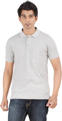 

Ap'pulse Solid Men's Polo Neck Grey T-Shirt, Grey melange