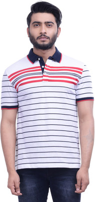 

Hoffmen Self Design Men's Polo Neck White T-Shirt