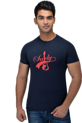 

Surly Printed Men's Round Neck Blue, Red T-Shirt