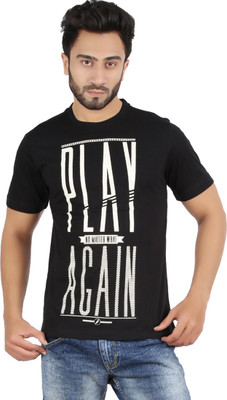 

Checkers Bay Printed Men's Round Neck Black T-Shirt