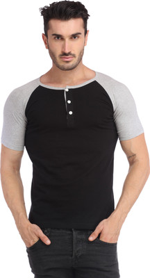 

Leana Solid Men's Henley Black T-Shirt