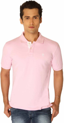 The Cotton Company Solid Men' Polo Neck Pink T-Shirt, Orchid pink