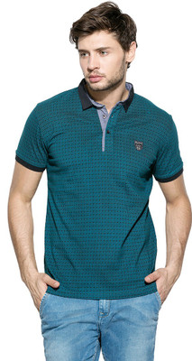

Mufti Self Design Men's Polo Neck Dark Blue T-Shirt, Teal