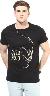 

White Kalia Printed Men's Round Neck Black T-Shirt