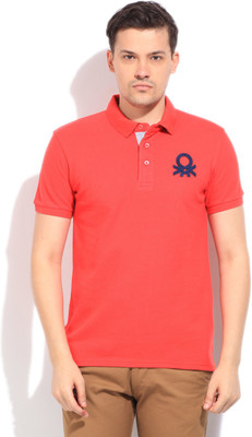

United Colors of Benetton. Solid Men' Polo Neck Red T-Shirt, M39