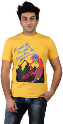 

Numero Uno Graphic Print Men's Round Neck Yellow T-Shirt