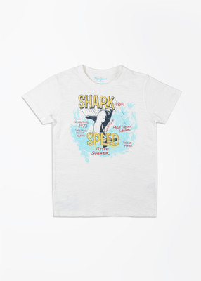

Pepe Jeans Boys Printed Cotton T Shirt(White, Pack of 1, Ecru
