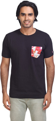 Hashtag Solid Men Round Neck Black T-Shirt Hashtag Solid Men Round Neck Black T-Shirt