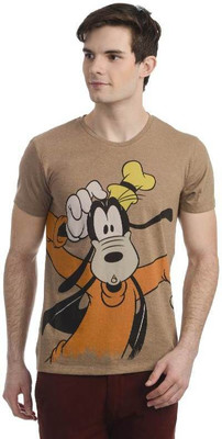 

Mickey & Friends Printed Men' Round Neck Brown T-Shirt, Choco chip melange