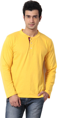 

Leana Solid Men's Henley Yellow T-Shirt