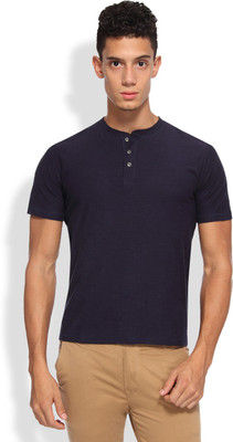

Arise Self Design Men's Henley Dark Blue T-Shirt, Navy