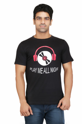 

Crazeis Printed Men's Round Neck Black T-Shirt