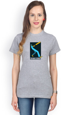 

Campus Sutra Printed Women' Round Neck Grey T-Shirt