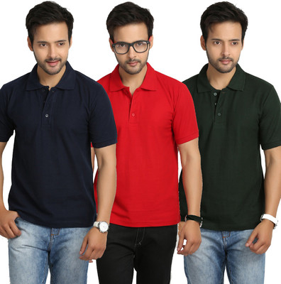 

Weardo Solid Men's Polo Neck Red, Blue, Green T-Shirt(Pack of 3, Blue;green;red