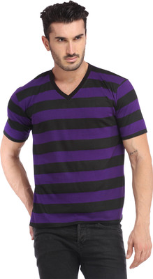 

Leana Solid Men' V-neck Blue, Black T-Shirt, Black;blue