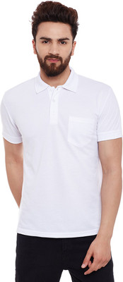 HYPERNATION Solid Men Polo Neck White T-Shirt