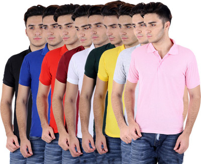 

Sanvi Traders Solid Men Polo Neck Multicolor T-Shirt(Pack of 9