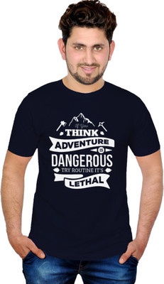 

INKIT Graphic Print Men's Round Neck Blue T-Shirt
