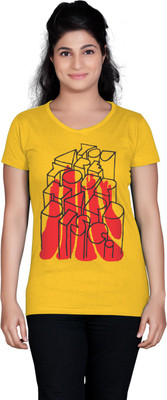 

Tantra Graphic Print Women's Round Neck Yellow T-Shirt