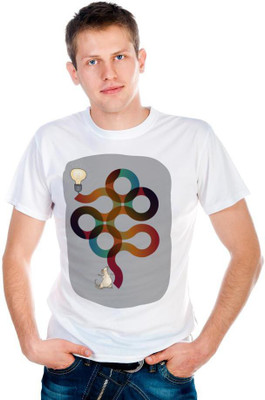 

6th Cross Graphic Print Men's Round Neck White T-Shirt