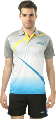 

Stag Printed Men's Polo Neck Grey, Grey T-Shirt