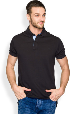 

ColorPlus Solid Men' Polo Neck Black T-Shirt