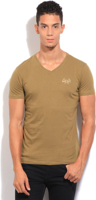 

Pepe Jeans Solid Men' V-neck Brown T-Shirt, Tobaco