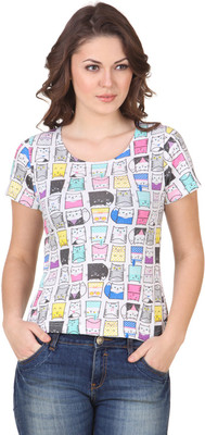

Flur Printed Women's Round Neck Multicolor T-Shirt, Multi-color