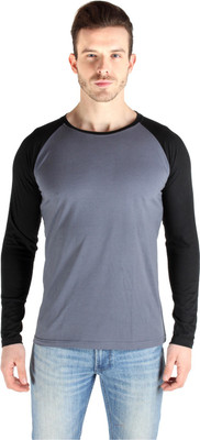 

SayItLoud Solid Men's Round Neck Grey, Black T-Shirt, Black;dark grey