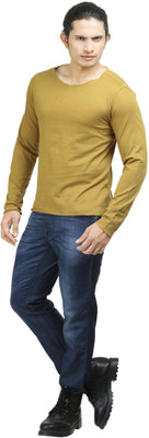 

Oviyon Solid Men's Boat Neck Beige T-Shirt, Antelope