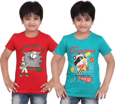 

FabTag - Dongli Boys Printed T Shirt(Red, Pack of 2, Multicolor
