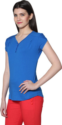 

LGC Solid Women's V-neck Blue T-Shirt, Royal blue