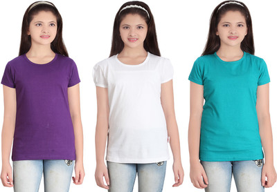 

FabTag - Sini Mini Girls Solid T Shirt(Multicolor