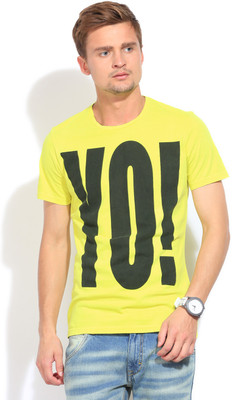 

United Colors of Benetton. Printed Men' Round Neck Yellow T-Shirt, 920