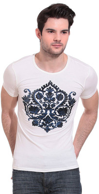 

Claude9 Graphic Print Men's Round Neck White T-Shirt