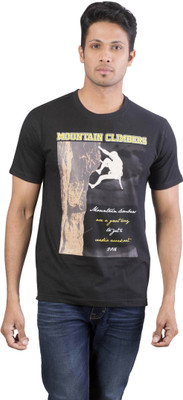 

Oviyon Printed Men's Round Neck Black T-Shirt