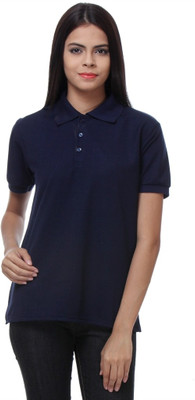 

TeeMoods Solid Women's Polo Neck Dark Blue T-Shirt, Navy