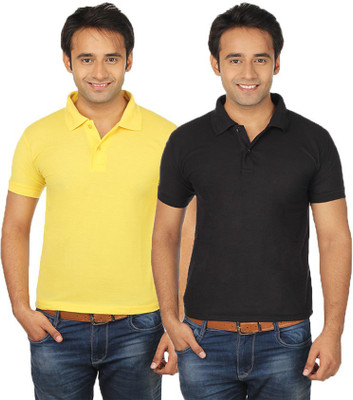 

Quetzal Solid Men's Polo Neck Black, Yellow T-Shirt(Pack of 2