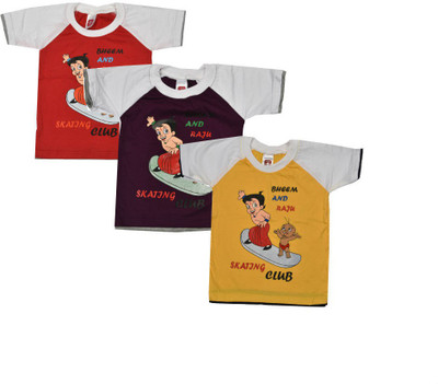 

Indirang Boys Printed T Shirt(Multicolor, Pack of 3