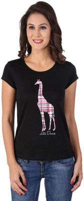 

Honey By Pantaloons Graphic Print Women's Round Neck Black T-Shirt