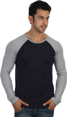 

Rigo Solid Men's Round Neck Blue, Grey T-Shirt