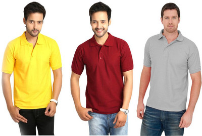 

Keepsake Solid Men's Polo Neck Multicolor T-Shirt(Pack of 3, G grey