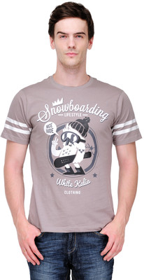 

White Kalia Graphic Print Men's Round Neck Grey T-Shirt, Gray