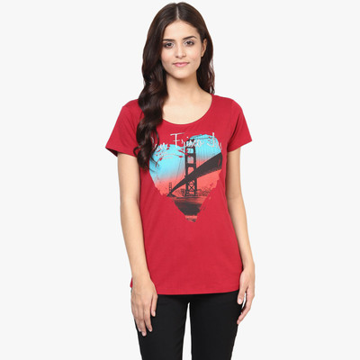 

SF Jeans by Pantaloons Graphic Print Women's Round Neck Red T-Shirt